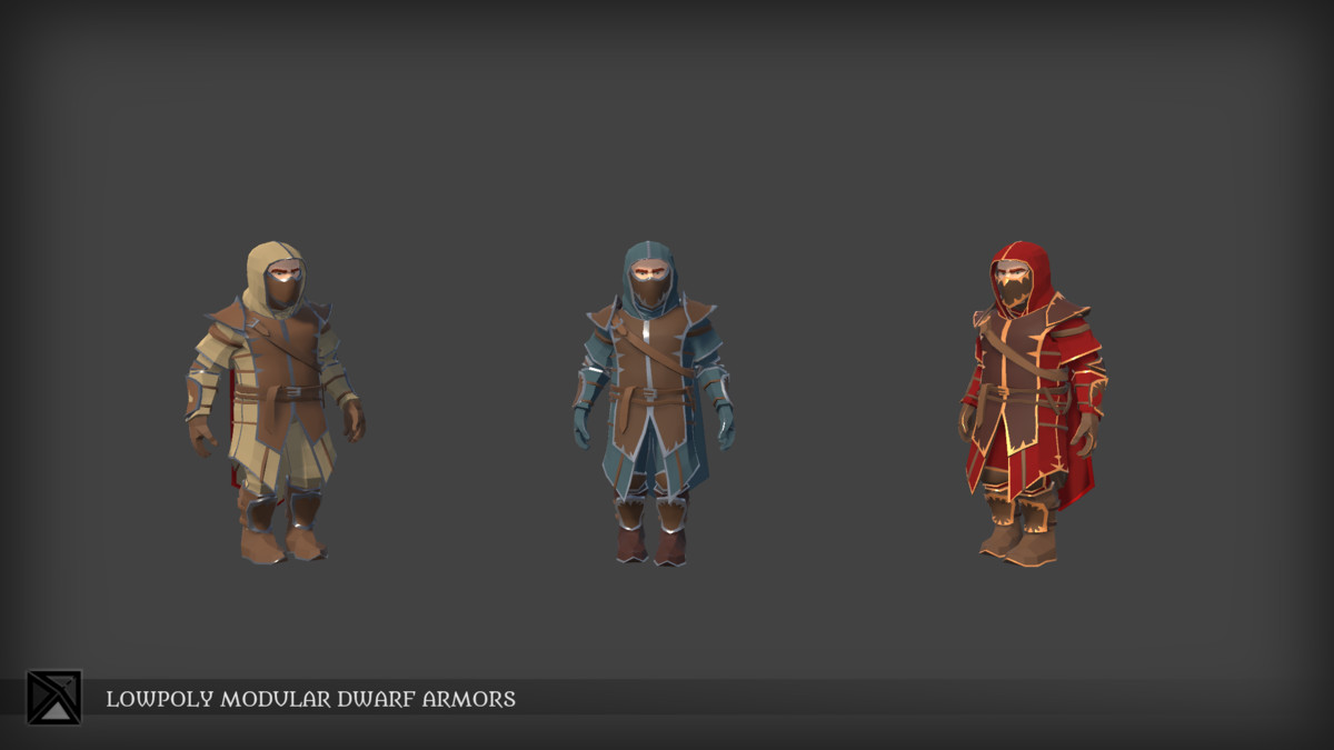 Lowpoly Dwarves Modular Armors Bundle- MEDIEVAL FANTASY SERIES
