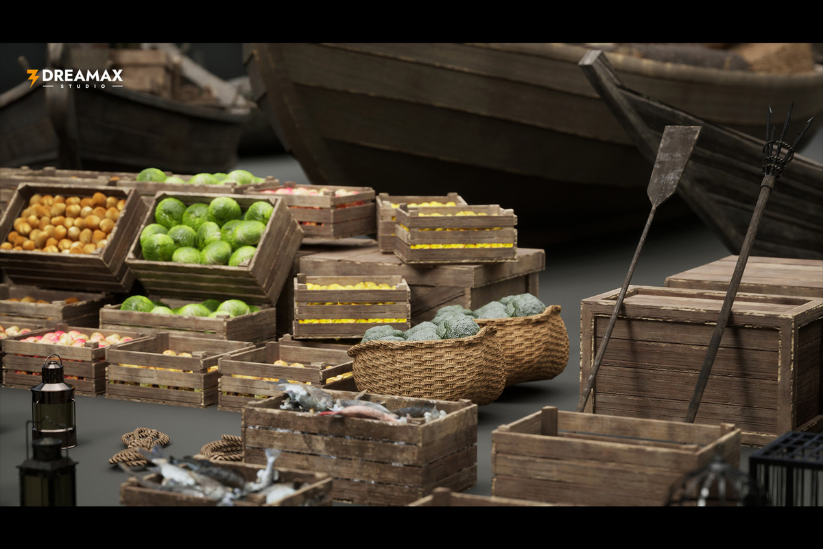 Medieval Rowboats & Harbor Trade Props Pack – Fishing, Cargo & Dock Assets