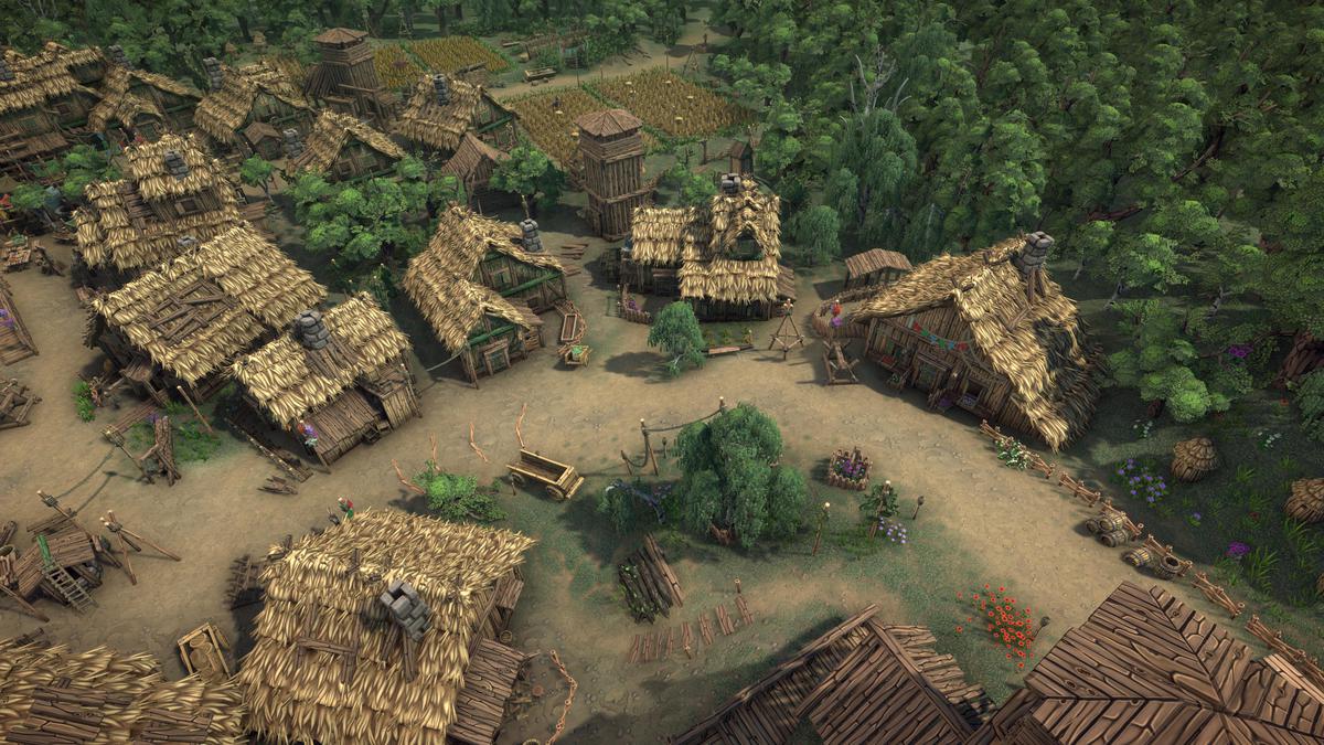 Stylized fantasy pagan village