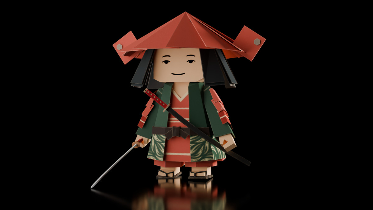 Samurai Realm : Chibi papercraft Japan feudal Asset pack