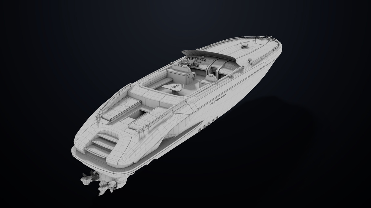 Yacht Boat 01 Black with Interior HDRP URP Textures