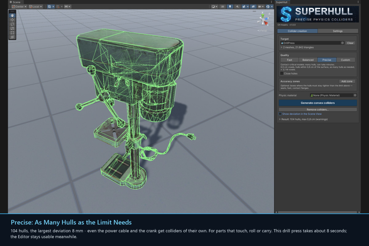 SuperHull: Precise Concave Physics Colliders