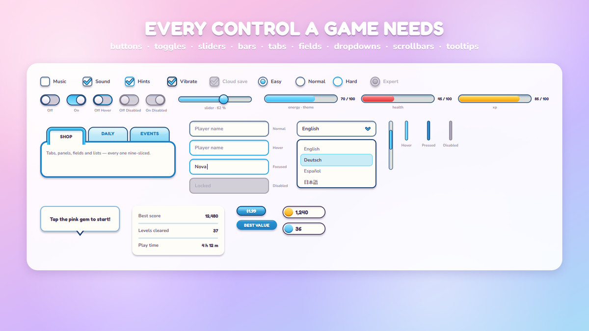 Casual Mobile UI Kit - Game GUI