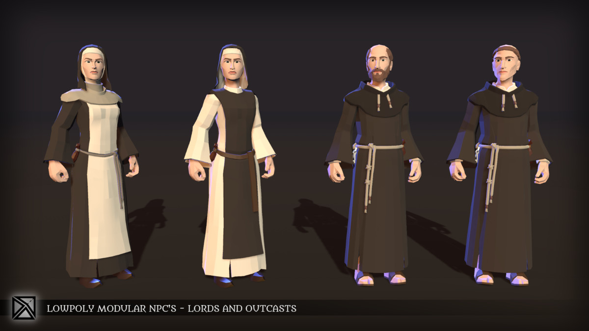 Low Poly Modular NPCs – Lords & Outcasts- LOWPOLY MEDIEVAL FANTASY SERIES