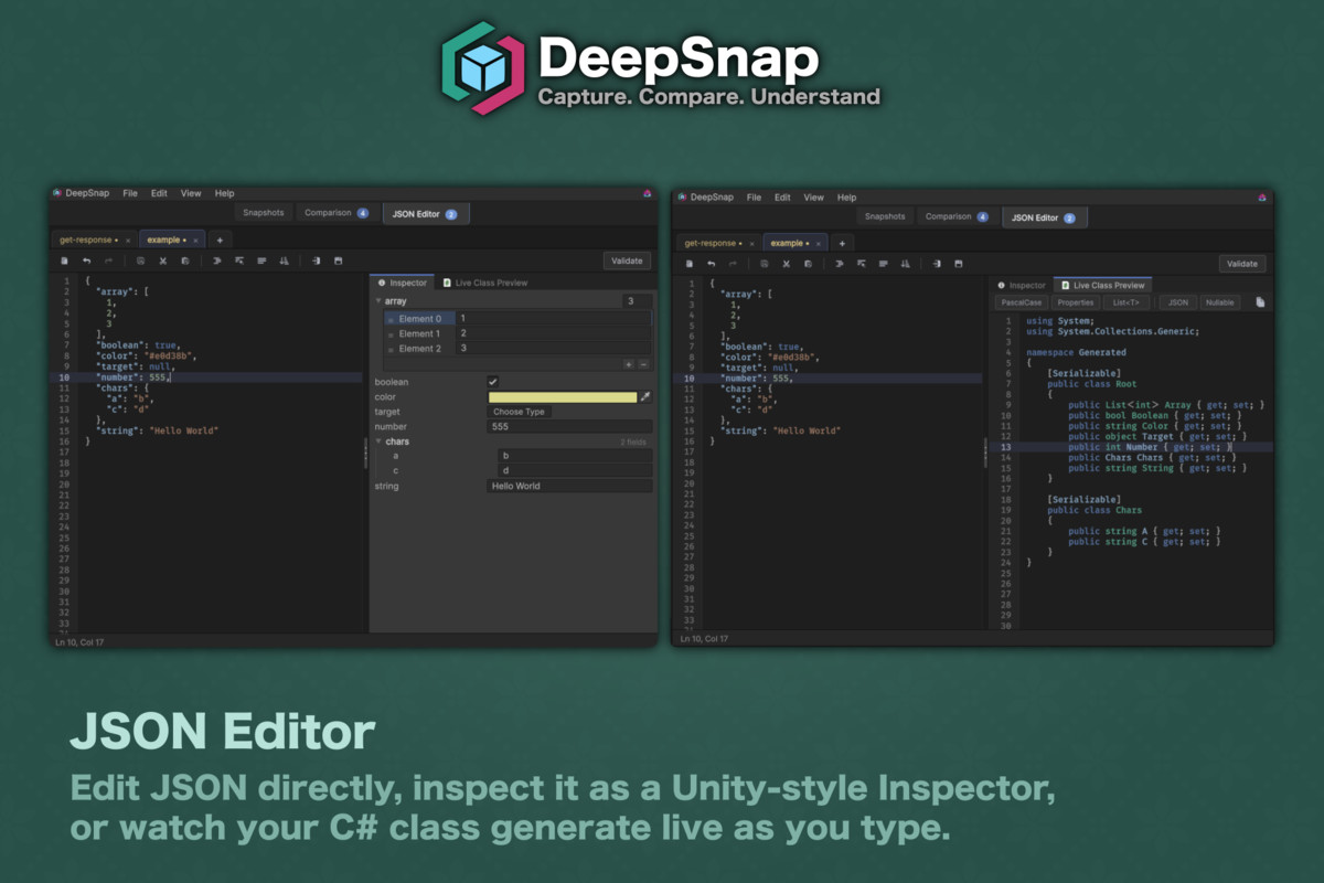 DeepSnap - Object Snapshot, State Comparison, JSON Editor