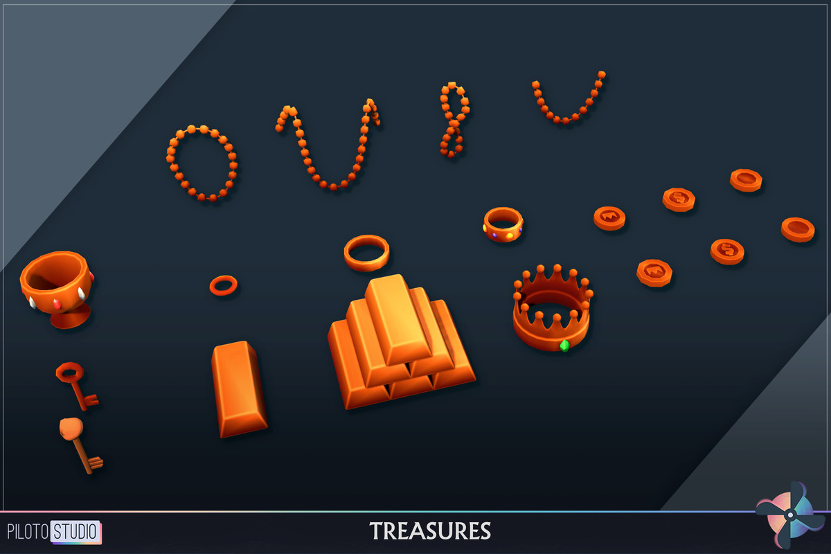 Cartoon Treasures Megapack - Chests, Crystals, Gold, Silver, Copper