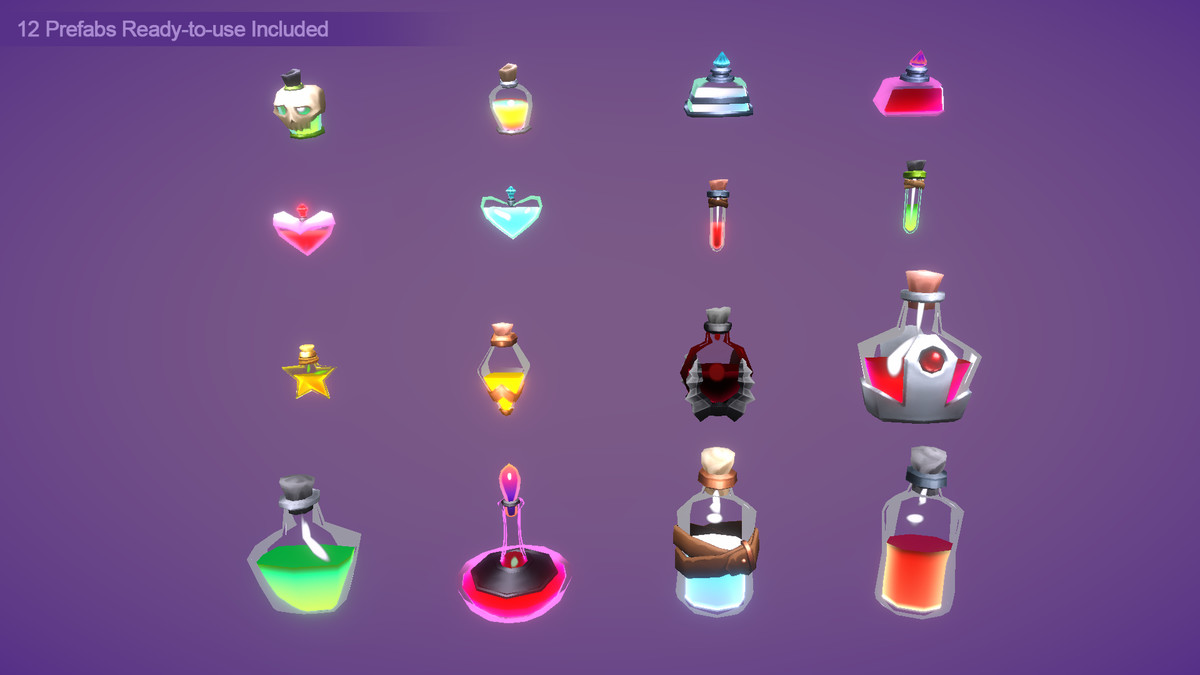 Stylized Potions Pack - 110 Colors | Liquid Physics | URP + Built-in