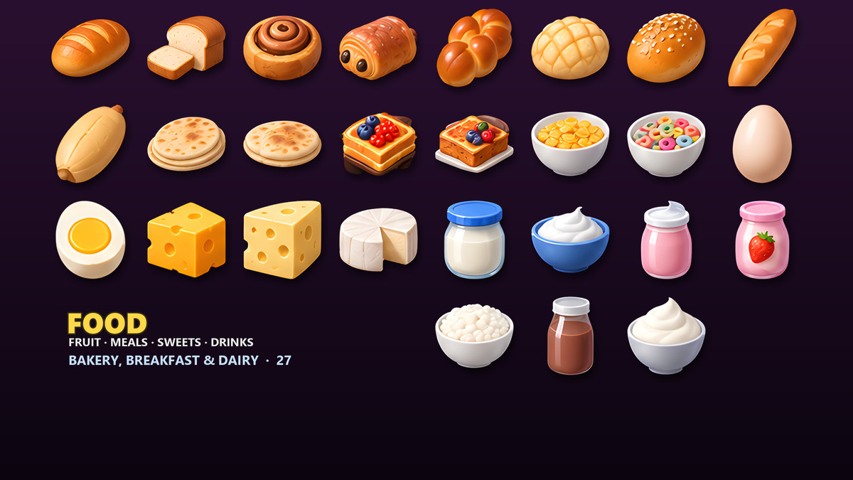 Food & Drink Icons - 232 Game Items
