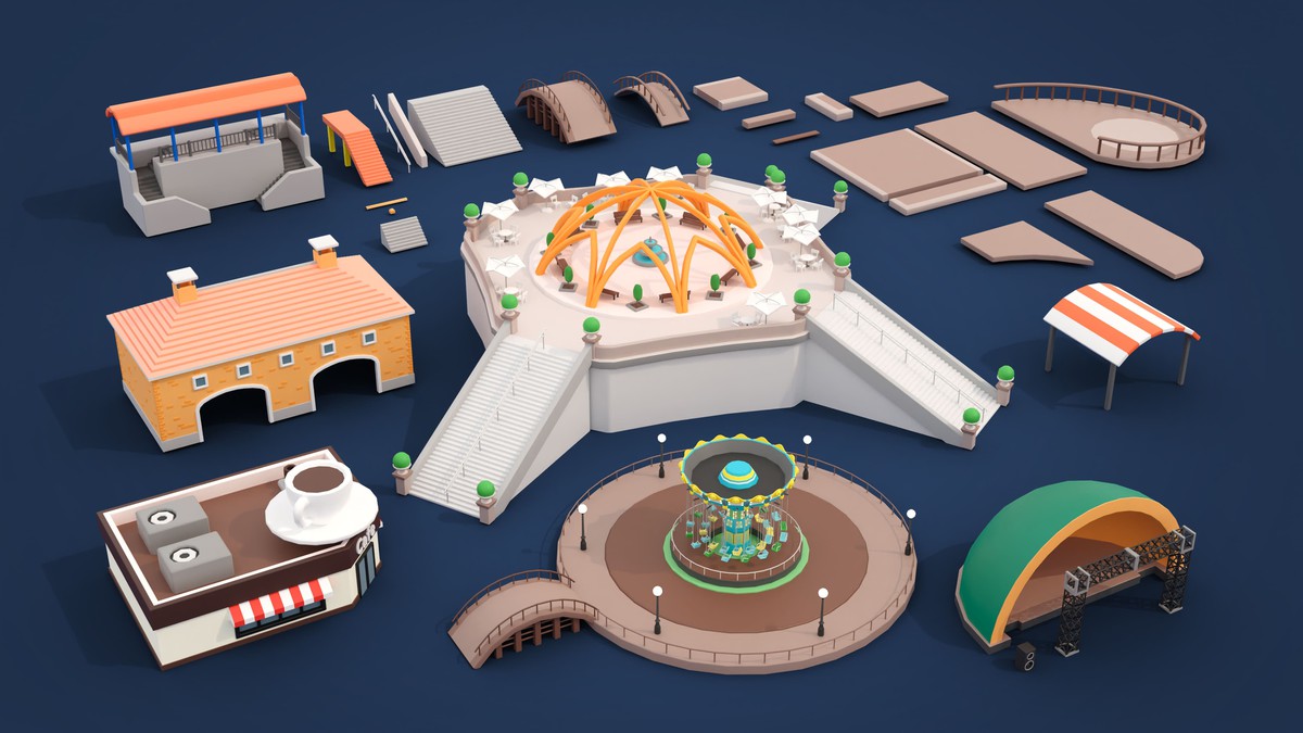 Amusement Park - Low Poly 3D Models Pack