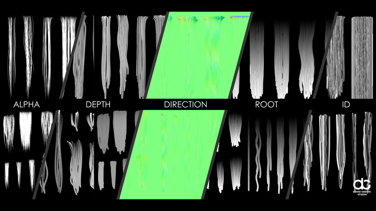 Realistic female hairstyles, pack #2 | Rigged hair, game-ready, low-poly