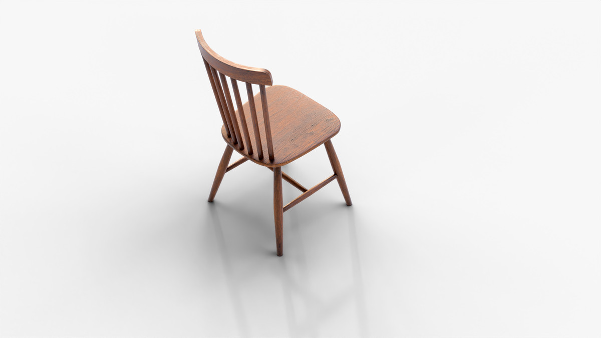 Classic Wooden Spindle Back Chair – Game Ready 3D Model by skajmera21
