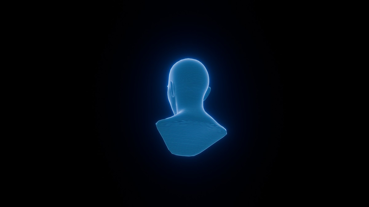 Anime Human Hologram Heads 3D Model Rigged with Facial Expressions