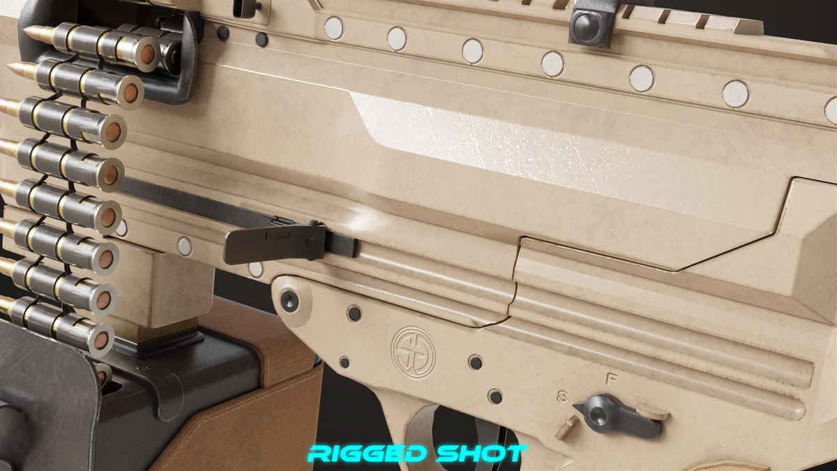 Machine Gun 14 Brown URP HDRP Textures