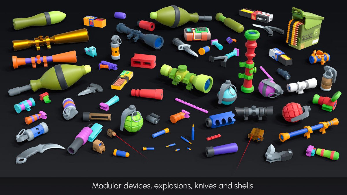 Cartoon Weapons - Low Poly 3D Models Pack