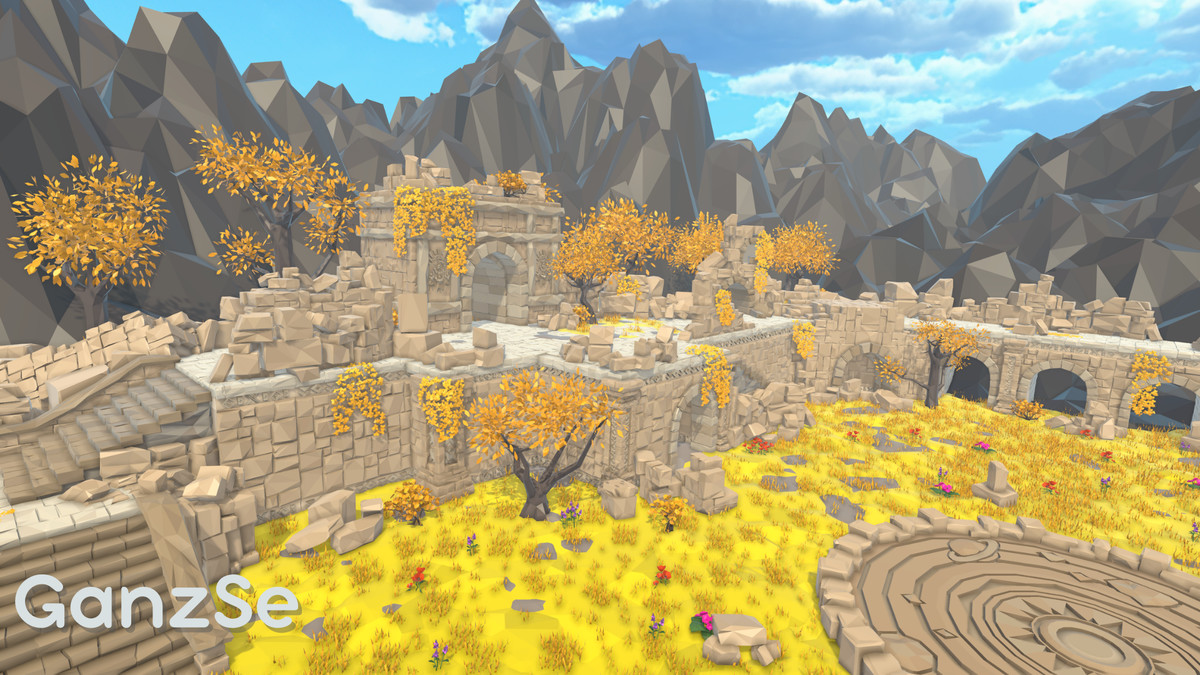 GanzSe Forgotten Hallowed Ruins - Modular Low Poly Environment