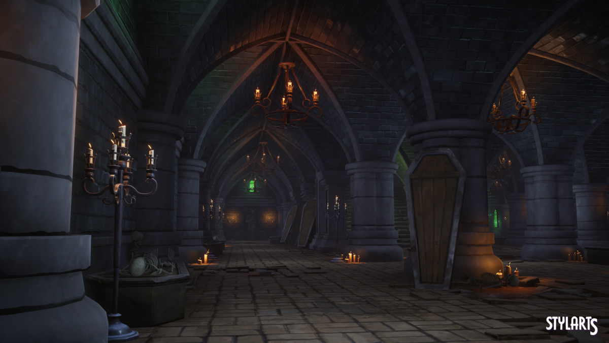 Stylized Spooky Cemetery Crypt