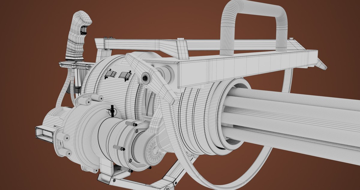 Minigun Machine Gun RED URP HDRP