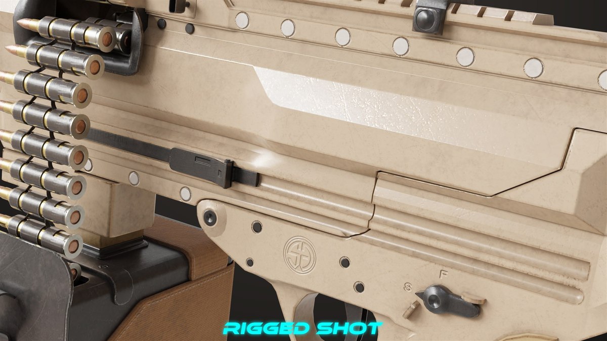 Machine Gun 14 Brown URP HDRP Textures