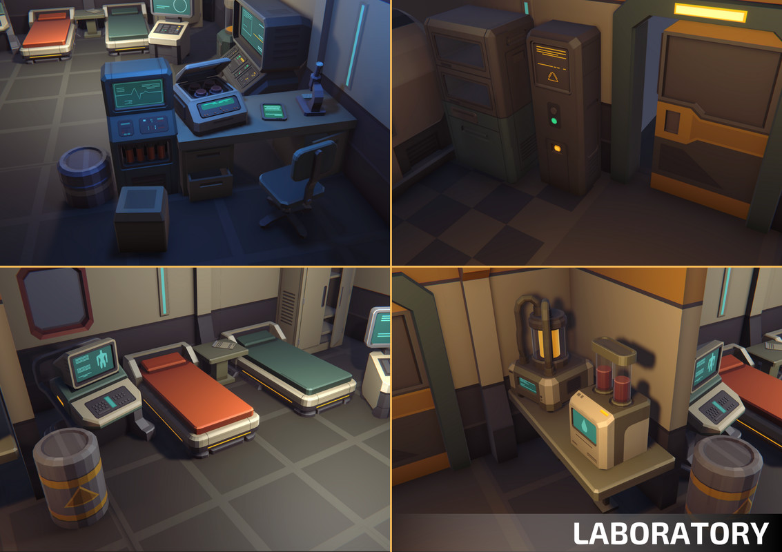 Low Poly Sci-Fi 3-Pack Bundle - Retro Style