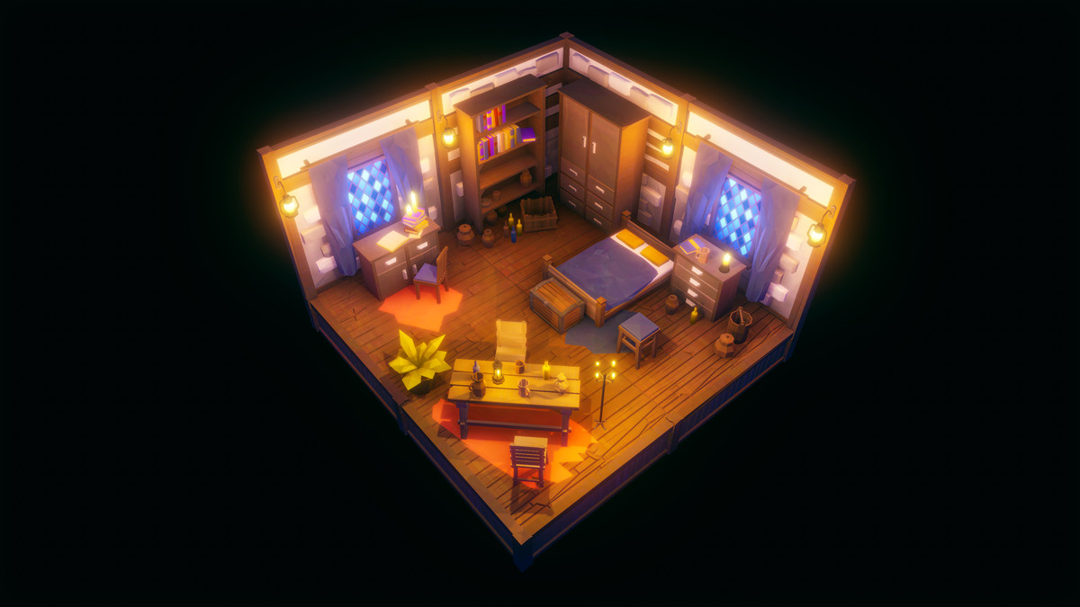 Low Poly Medieval Interior and Constructions