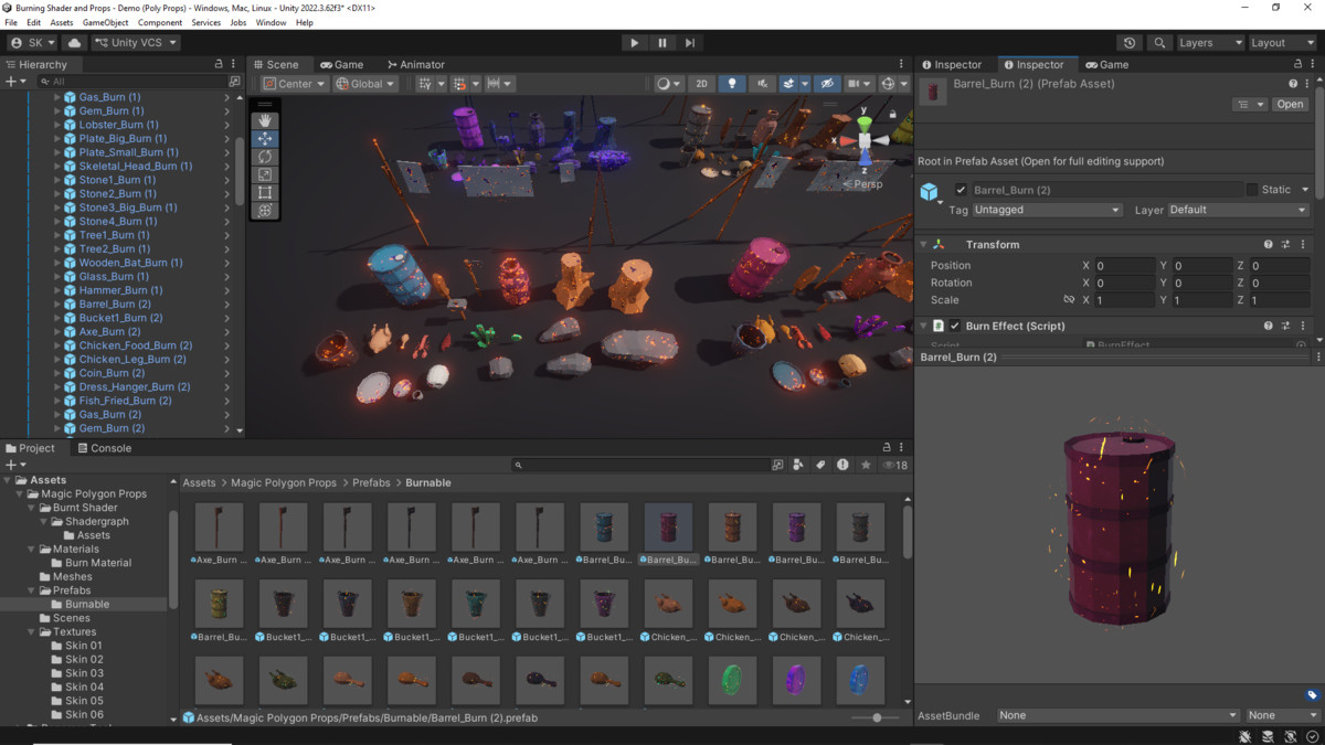 Magical Polygon Props(with Burn & Reveal FX)