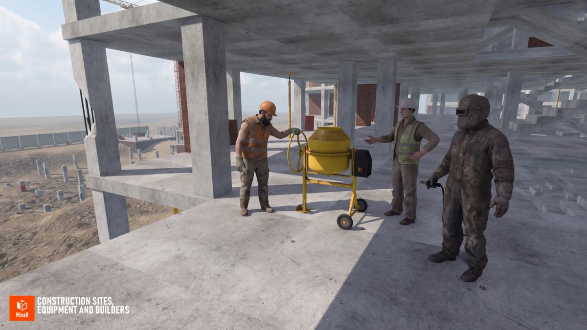 Construction sites, equipment and builders