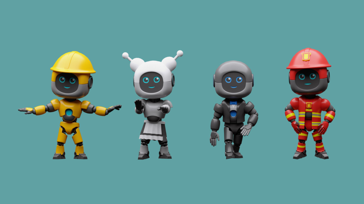 Сartoon robots 1 01 in professions costumes