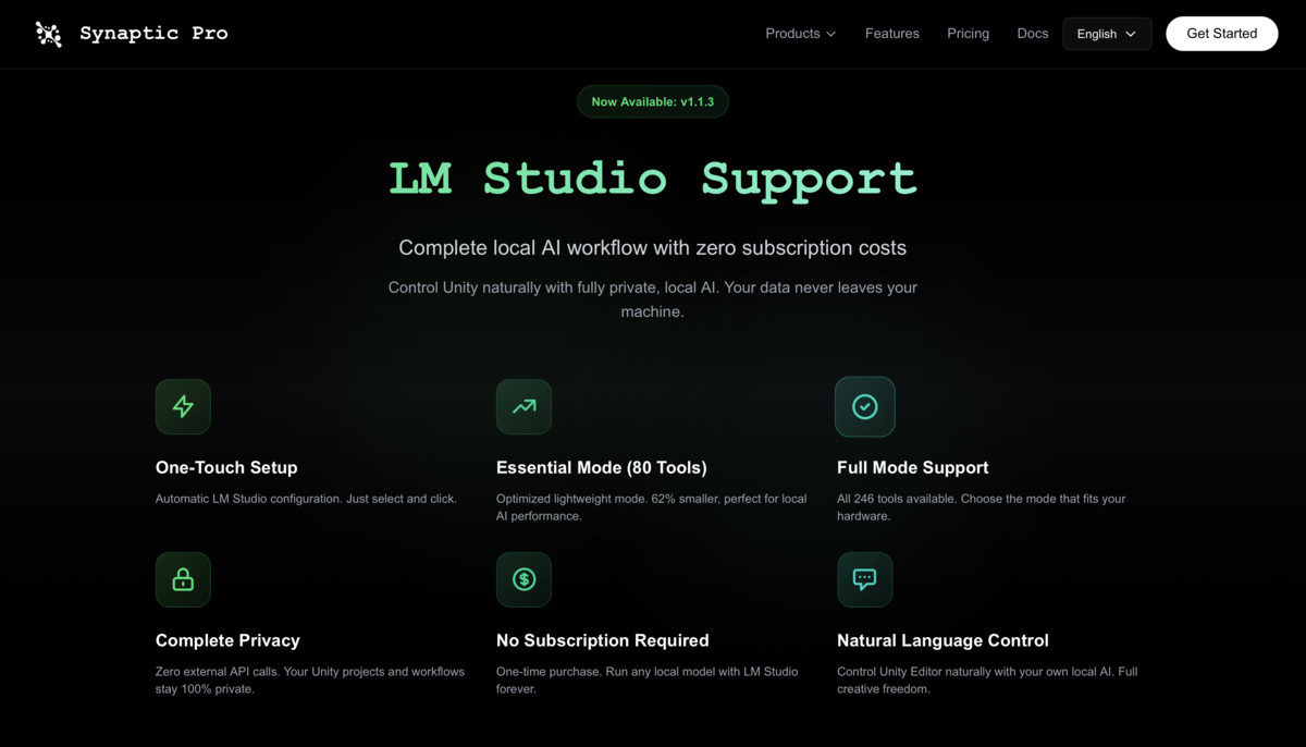 Synaptic AI Pro - Natural Language Control for Unity