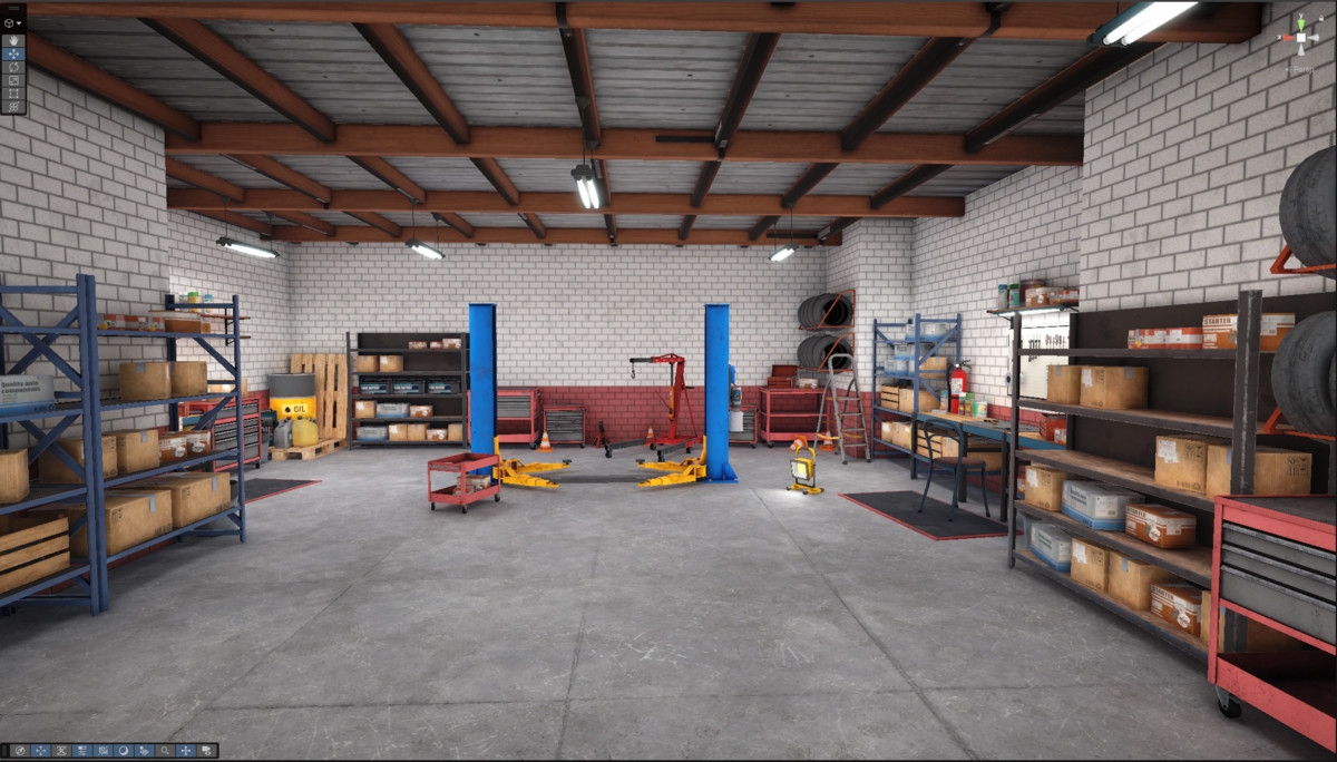 Garage-Autoservice Low-poly 3D models URP