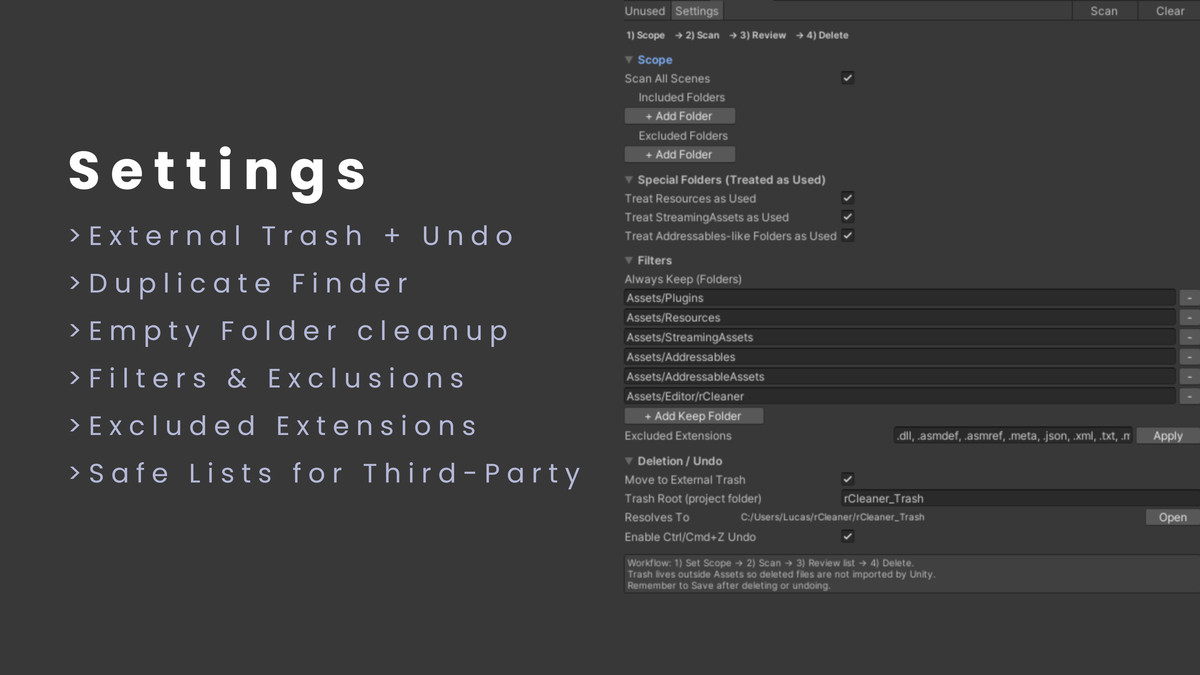 rCleaner - Project Cleaner & Unused Asset Remover