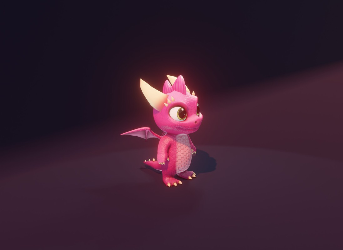 Cartoon Pink Baby Dragon 3D Character With 5 Music Tracks & 36 Sound Effects