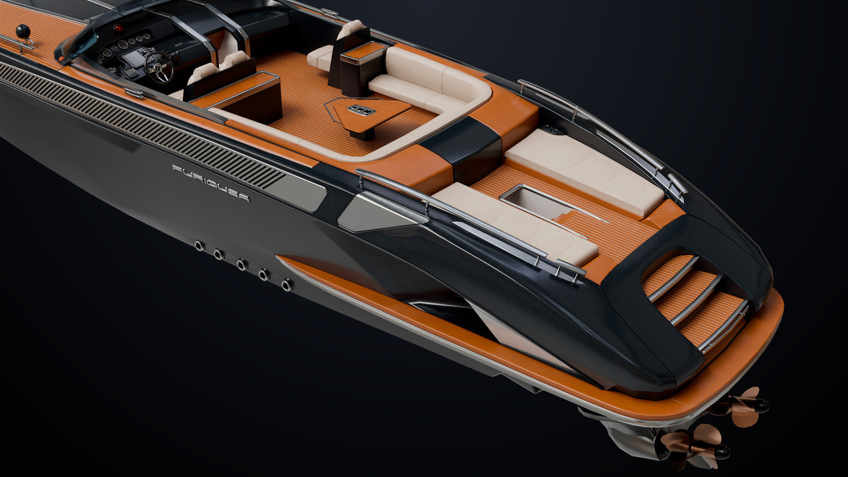 Yacht Boat 01 Black with Interior HDRP URP Textures
