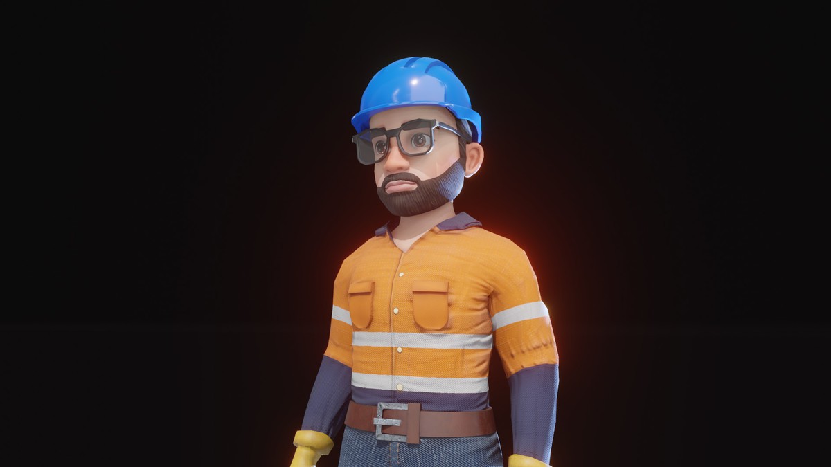 Stylized Male Worker 3D Model – Animated & Customizable (Game-Ready, Built-In)