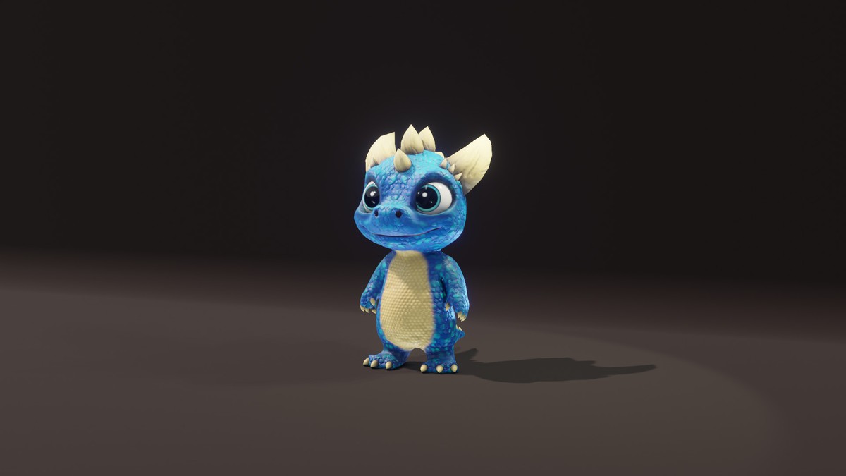 Cartoon Blue Dinosaur 3D Model – Animated Character