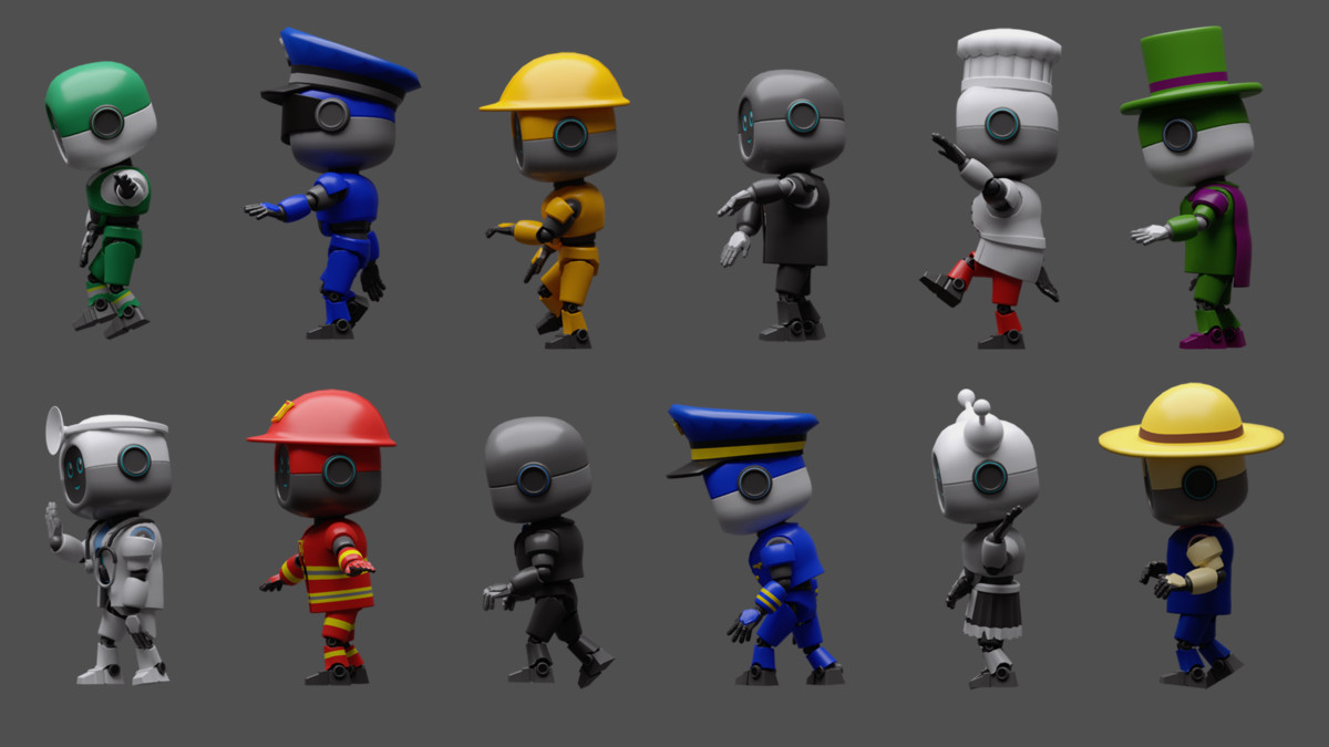 Сartoon robots 1 01 in professions costumes