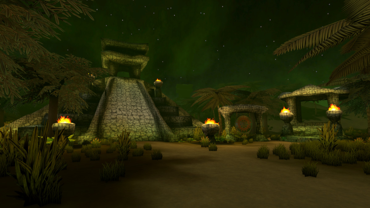 low poly ancient jungle environment pack - temple, foliage, trees, grass, plants