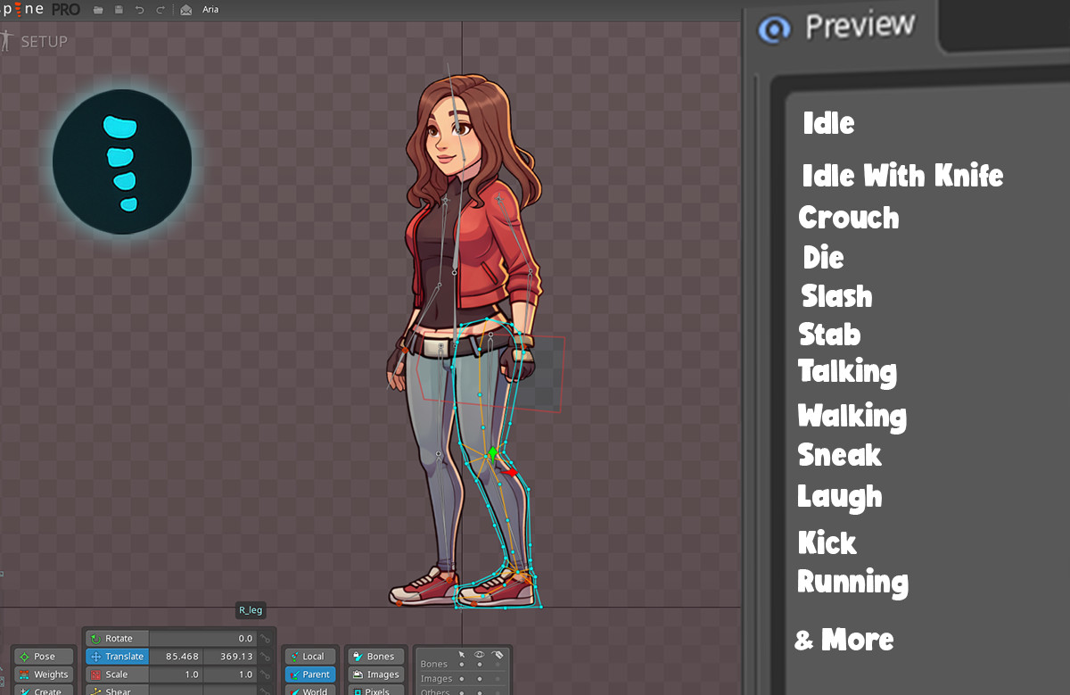 Aria 2D Animated Spine Character (Human Series)
