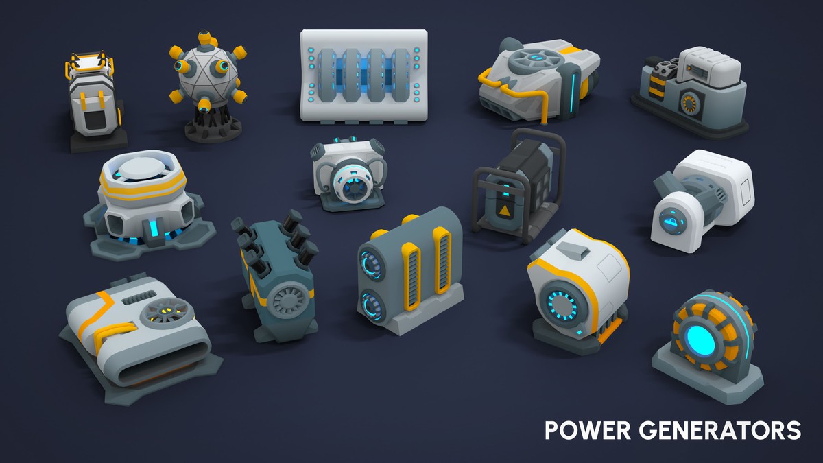 Sci-Fi Props - Low Poly 3D Models Pack