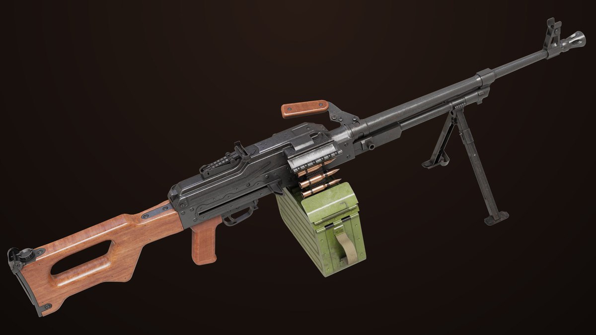 Machine Gun 11 Wood handle URP HDRP Textures