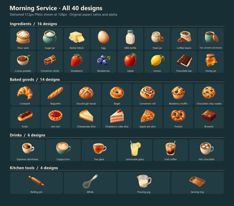 Morning Service - Bakery & Cafe Icons