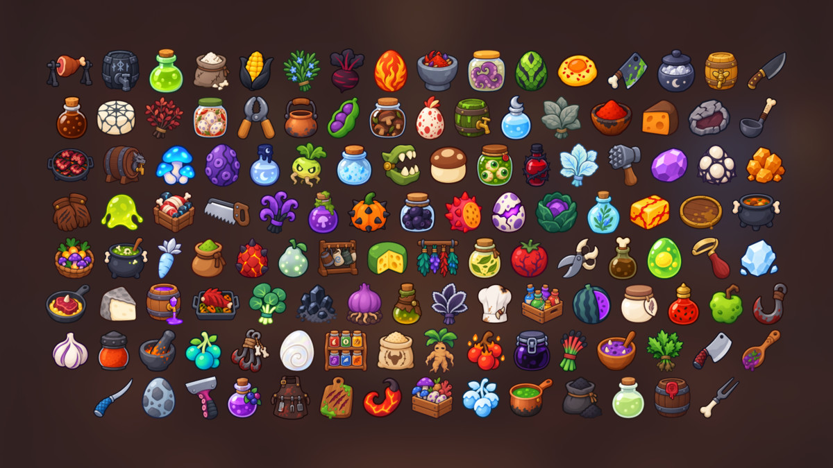 Fantasy Monster Cuisine Alchemy Ingredients Crafting Resources Icons Pack