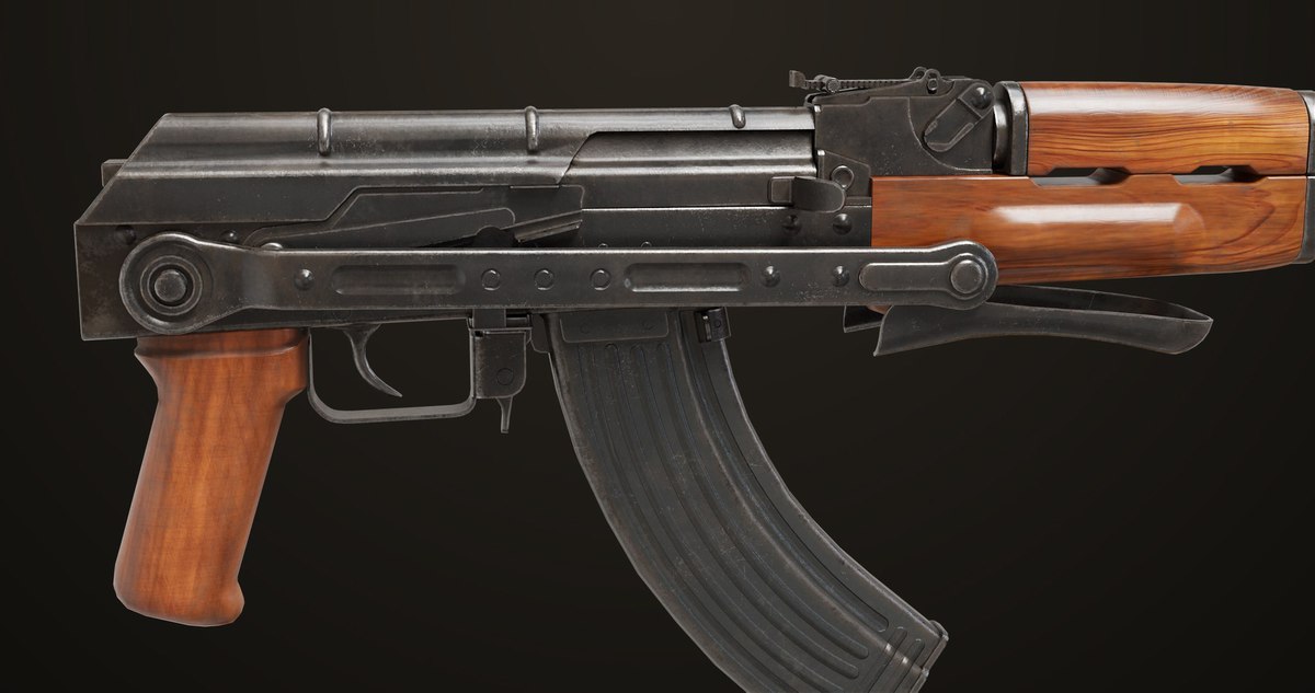 AKMS Light Machine Gun 10 Wood URP HDRP Texture