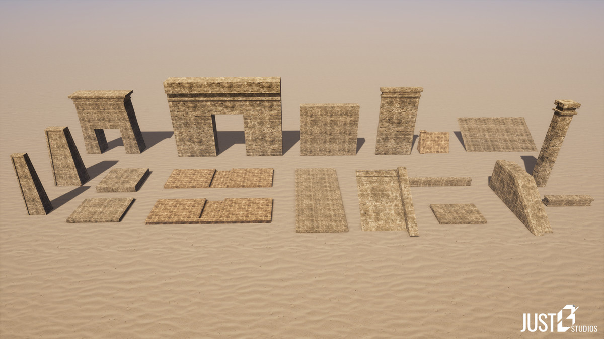 Modular Babylon Temple Environment (Temple,Desert,Ruins)