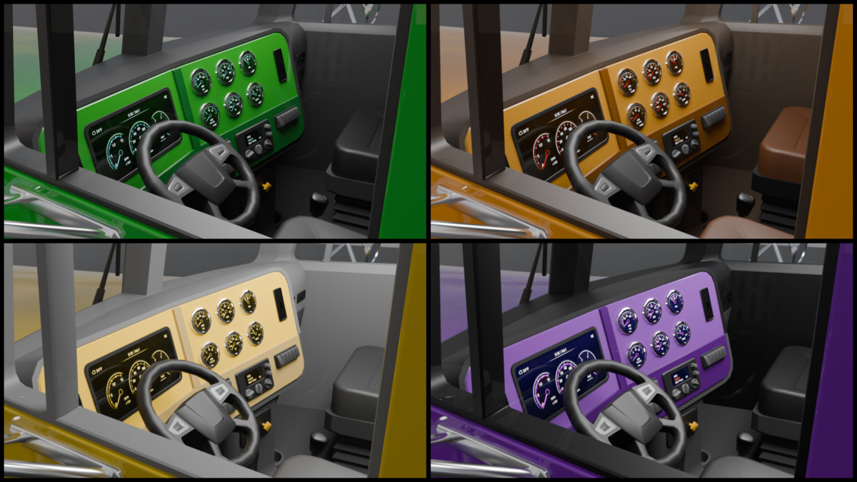 American Semi Truck + Logging Trailer | Interior, Modular, 4 Wood Log | PBR