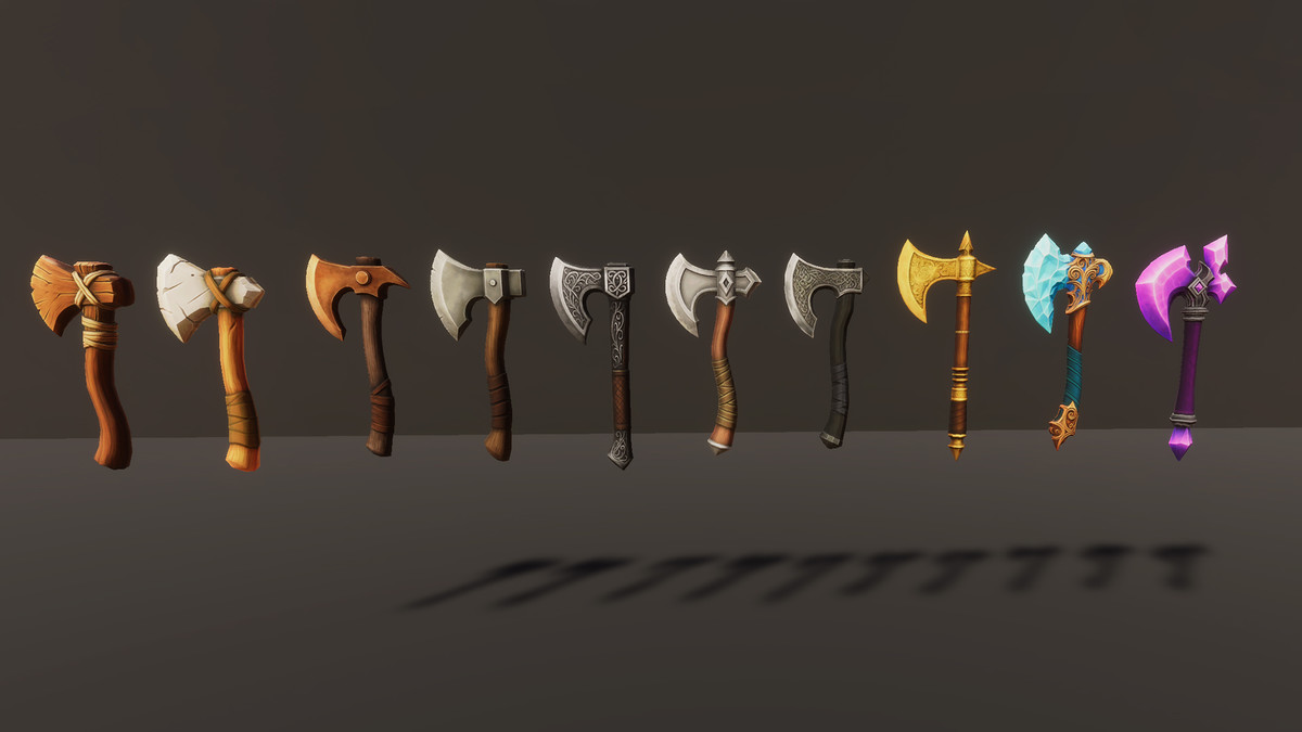 Medieval Axe Set - Game Ready Weapon
