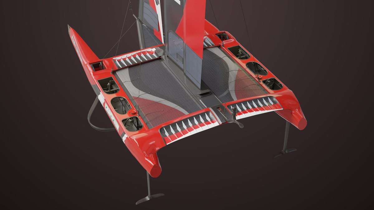 Yacht Hydrofoil Sailing Boat 02 Black URP HDRP Textures