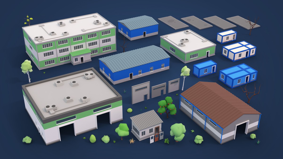 Logging Facility - Low Poly 3D Models Pack