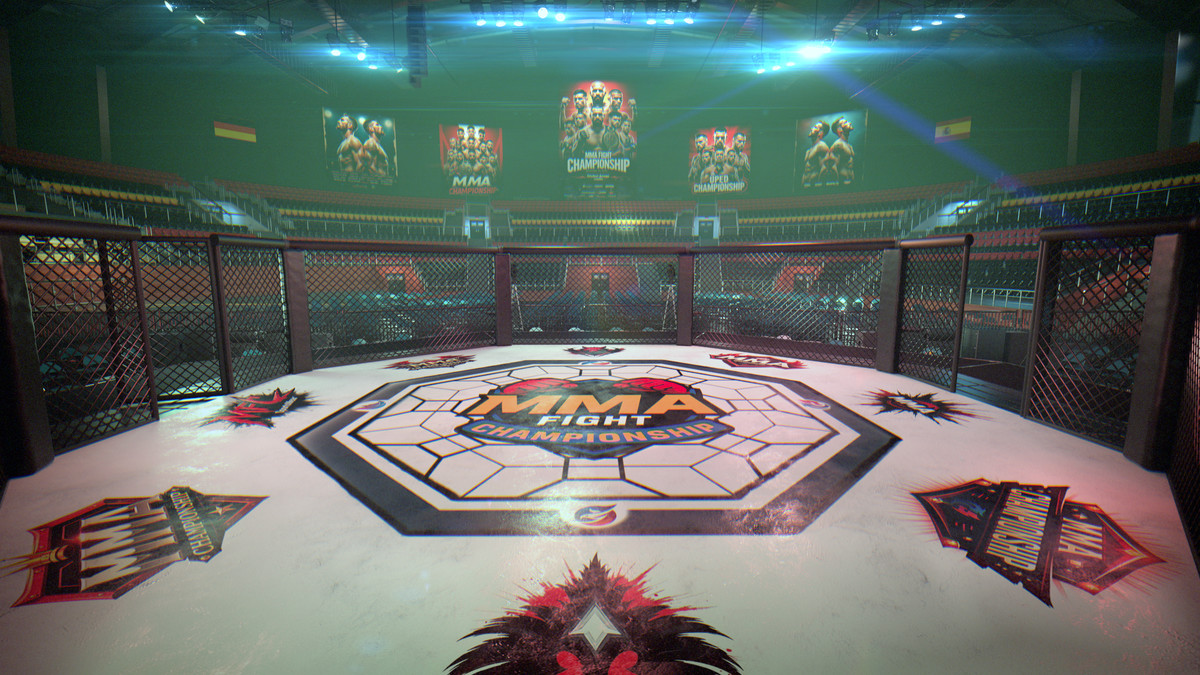 MMA Arena Stadium Interior - Octagon Fight Championship Nodular 3D Level