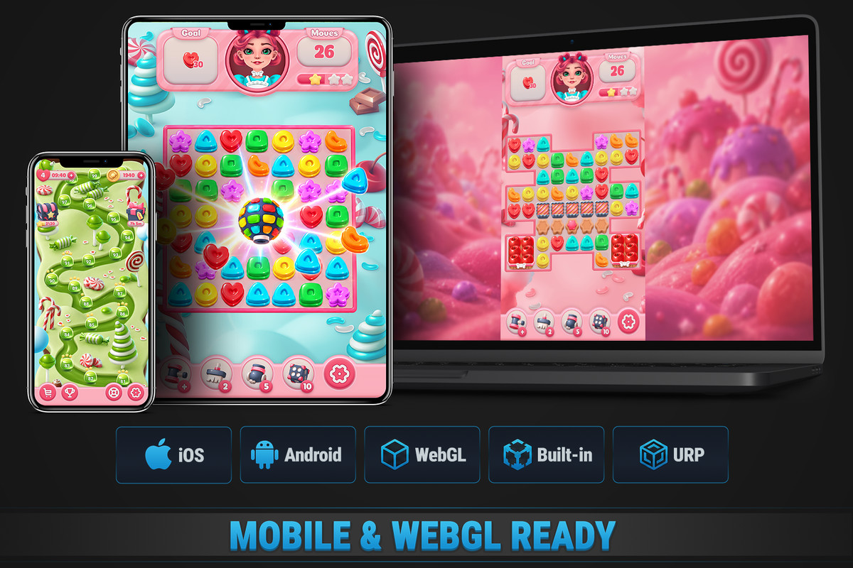 MK Match-3 Kit • Candy Sweet Game Template