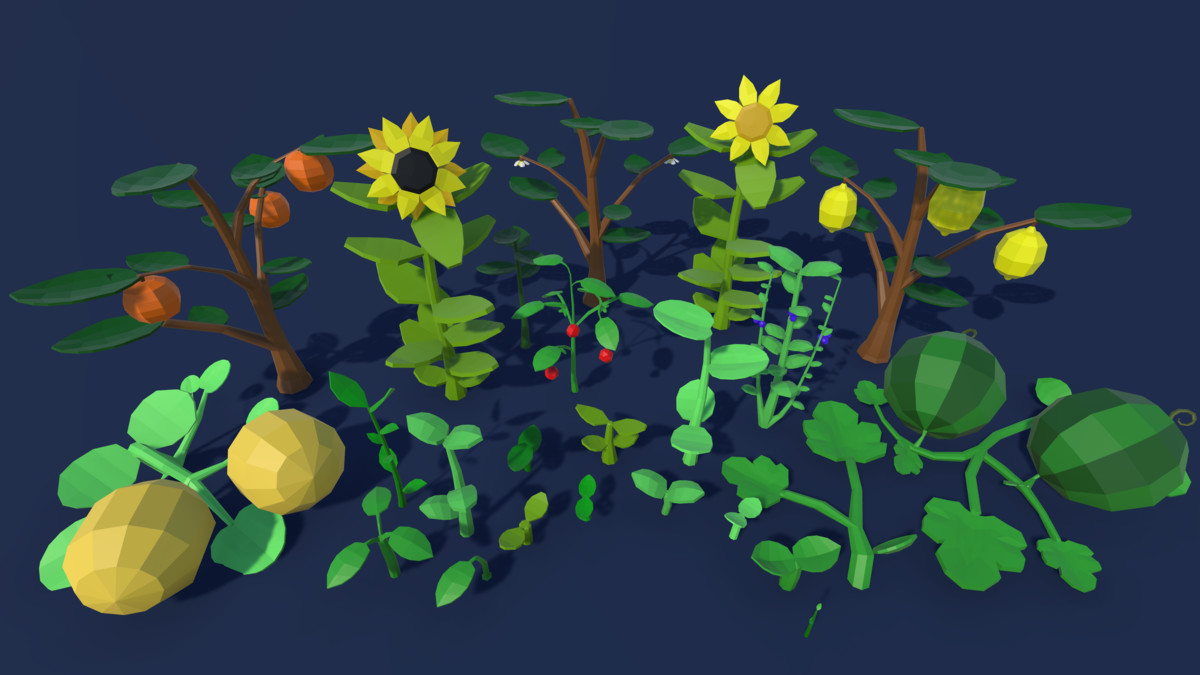3D Lowpoly Grows Plants
